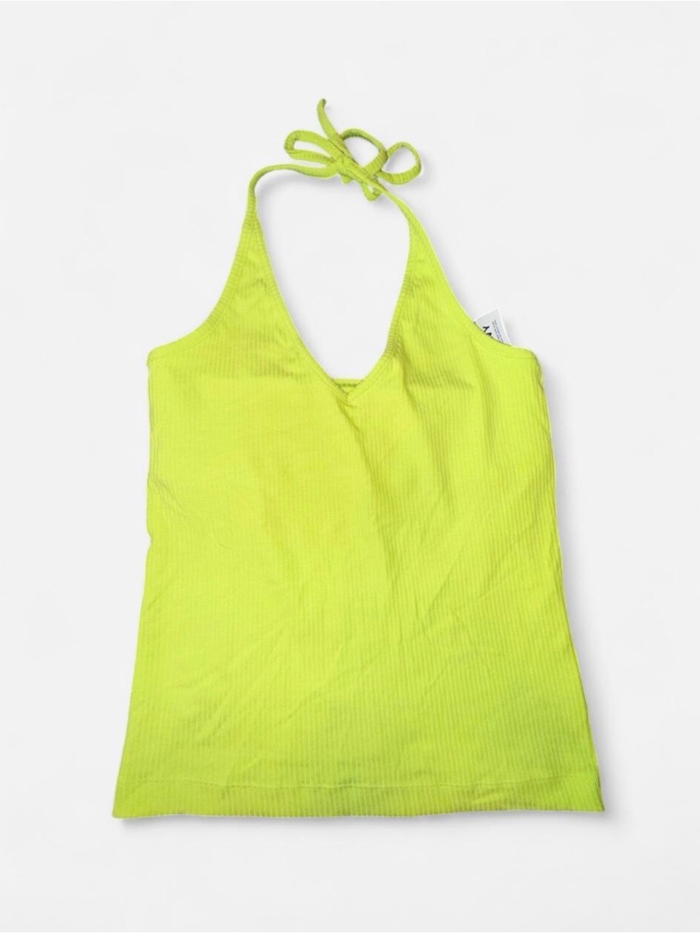 Women’s Old Navy Neon Lime Ribbed Halter Tank Top - Built In Shelf Bra